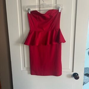 dELiA*s Strapless Red Peplum Dress